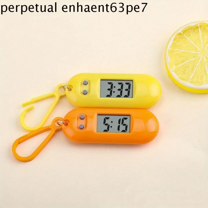 ETUALE Màn hình chìa khóa Móc khóa đồng hồ điện tử kỹ thuật số Bảng hiển thị thời gian Đồng hồ hình bầu dục Đồng hồ kỹ thuật số LED Mini Đồng hồ học tập bỏ túi ABS Móc khóa đồng hồ điện tử Sinh viên