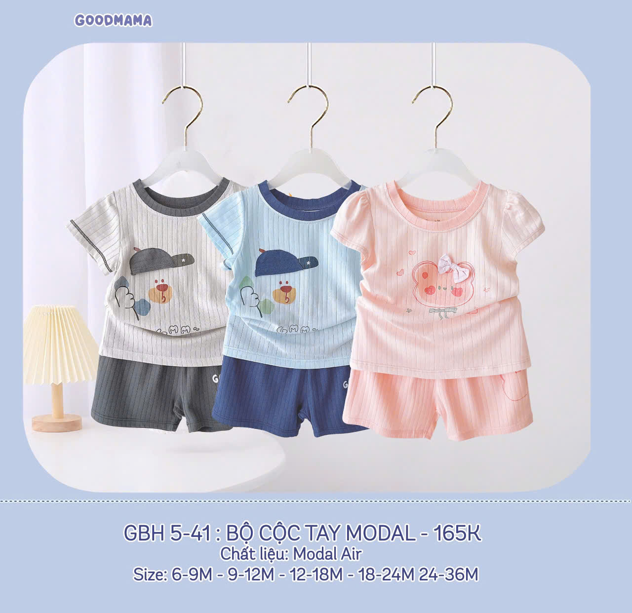 Bộ đồ cộc tay sợi gỗ Modal thoáng mát cho bé yêu