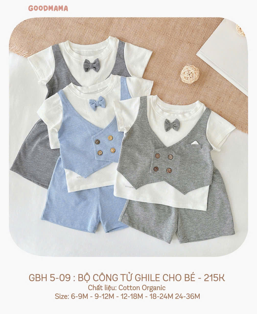 Bộ đồ bé trai phong cách quý ông nhí Minnie 1992