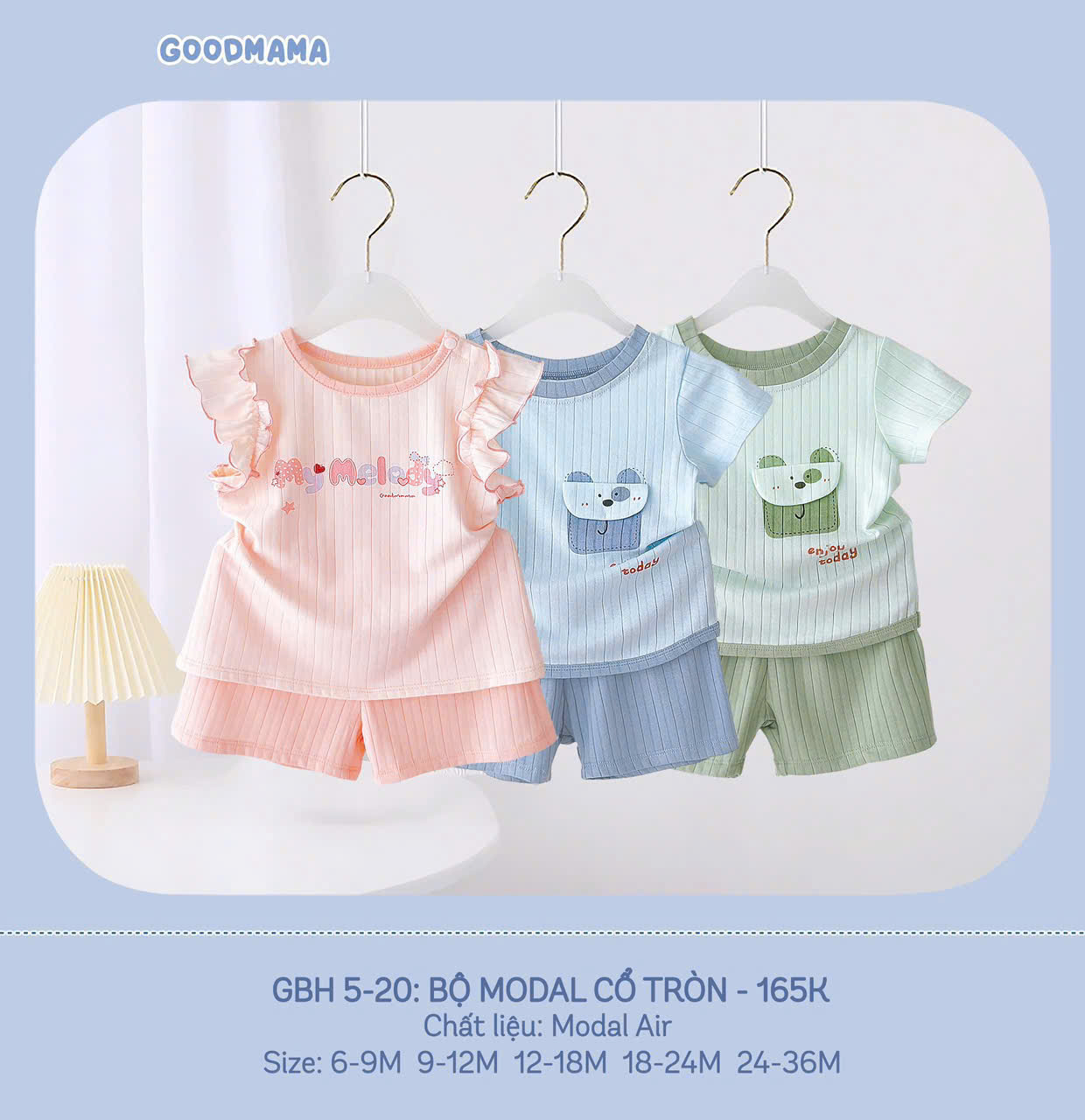 Bộ Cộc Tay Sợi Gỗ Modal Siêu Mềm Mịn Cho Bé Trai Bé Gái