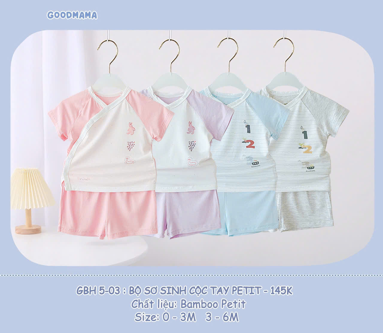 Bộ đồ cộc tay Petit Goodmama cho bé sơ sinh