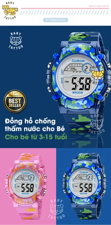[HCM]Đồng hồ trẻ em đa chức năng kết hợp hiệu ứng đèn Lex 7 màu chính hãng COOBOS