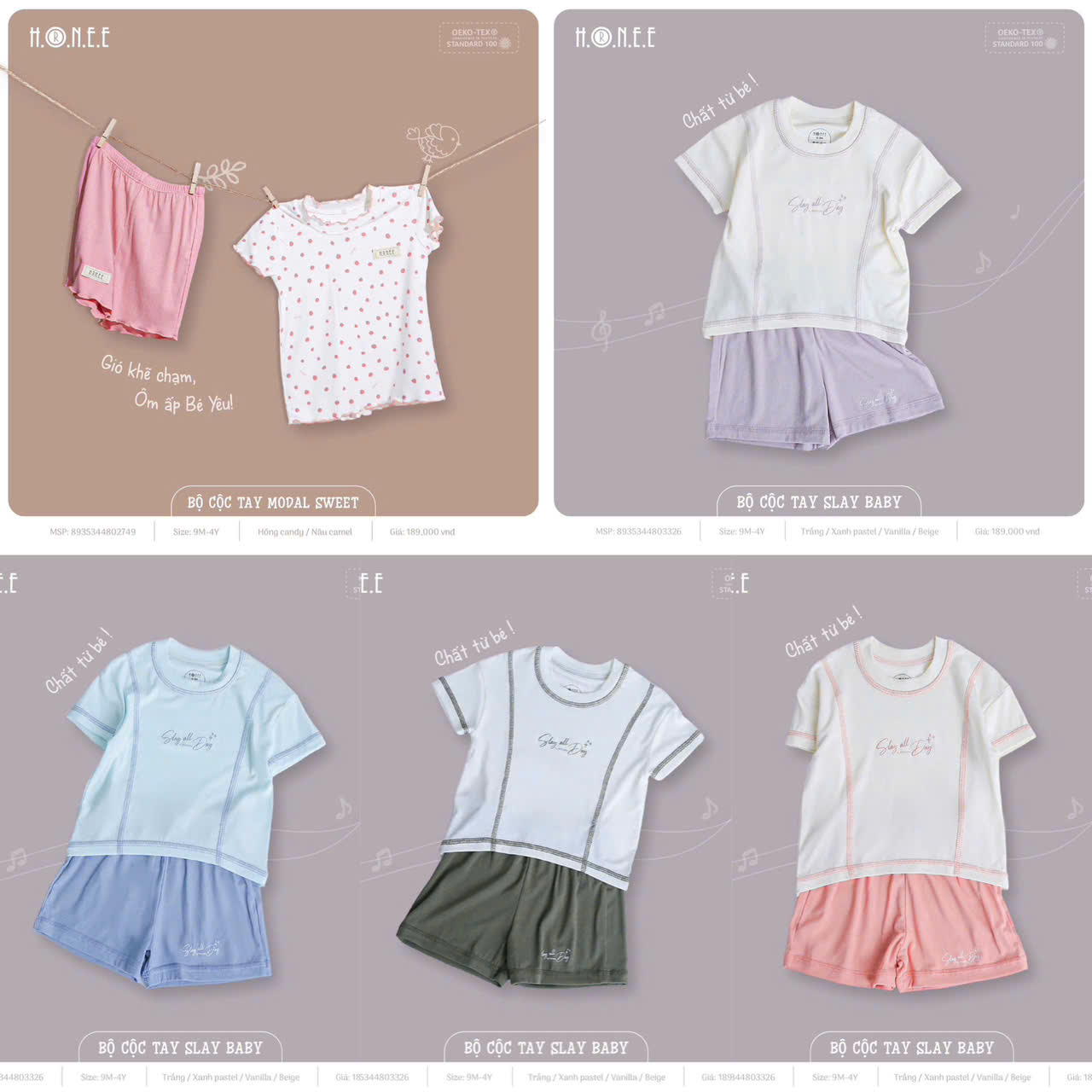 Bộ đồ hè HRNEE phong cách năng động cho bé yêu