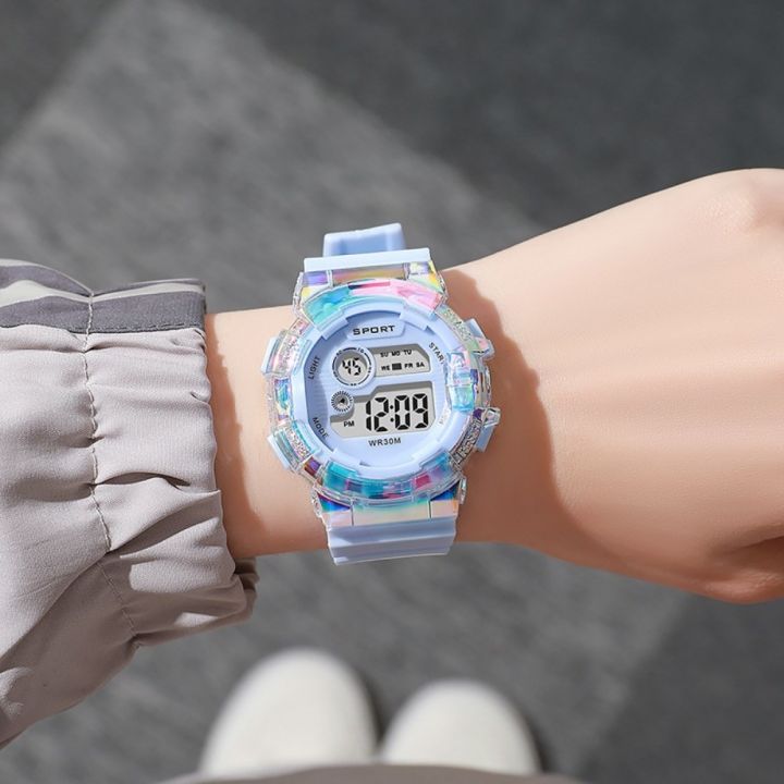 ISPLNV Chống thấm nước Đồng hồ thể thao trẻ em  số phát sáng Đèn ngủ Đồng hồ thể thao Đa chức năng Chức năng đồng hồ báo thức Đồng hồ đeo tay kỹ thuật số Bé trai Bé gái