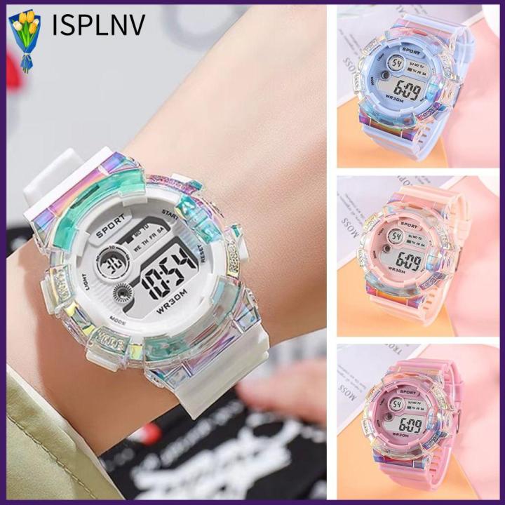 ISPLNV Chống thấm nước Đồng hồ thể thao trẻ em  số phát sáng Đèn ngủ Đồng hồ thể thao Đa chức năng Chức năng đồng hồ báo thức Đồng hồ đeo tay kỹ thuật số Bé trai Bé gái