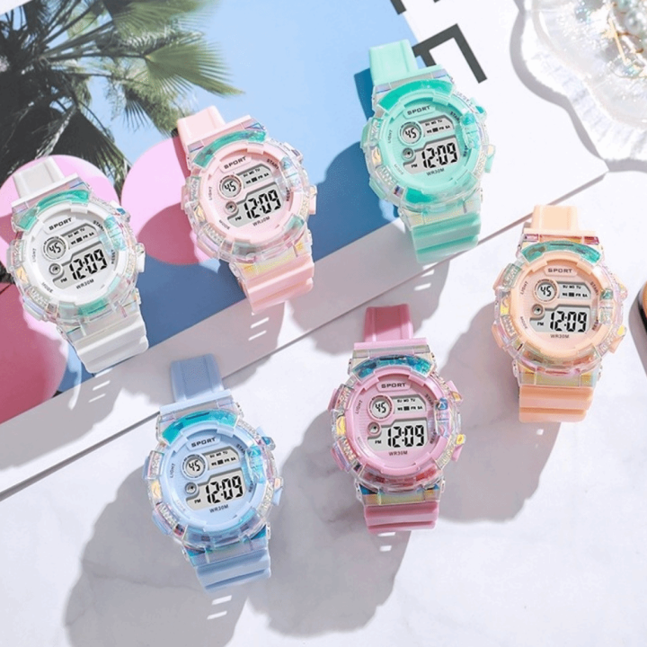 ISPLNV Chống thấm nước Đồng hồ thể thao trẻ em  số phát sáng Đèn ngủ Đồng hồ thể thao Đa chức năng Chức năng đồng hồ báo thức Đồng hồ đeo tay kỹ thuật số Bé trai Bé gái