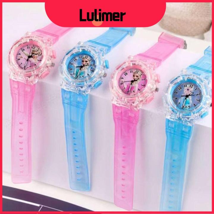 LULIMER Phát quang Đồng hồ đeo tay Elsa đông lạnh Dây đeo đồng hồ PVC Tròn Đồng hồ Chất lượng cao Thường ngày Đồng hồ đeo tay