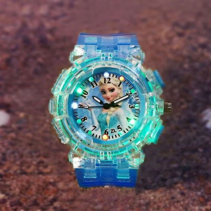 LULIMER Phát quang Đồng hồ đeo tay Elsa đông lạnh Dây đeo đồng hồ PVC Tròn Đồng hồ Chất lượng cao Thường ngày Đồng hồ đeo tay