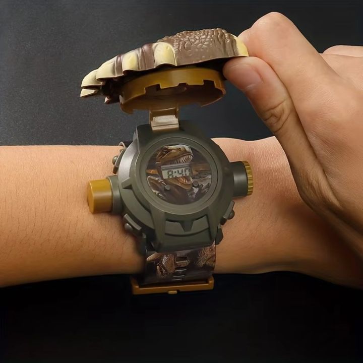 MOKOU Chiếu 24 Đồng hồ đồ chơi hoạt hình Lật Khủng long 3D Đồng hồ trẻ em Sáng Tạo Dạ Quang Đồng hồ đeo tay sinh viên Quà tặng năm