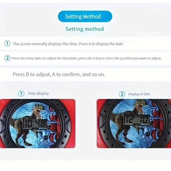 MOKOU Chiếu 24 Đồng hồ đồ chơi hoạt hình Lật Khủng long 3D Đồng hồ trẻ em Sáng Tạo Dạ Quang Đồng hồ đeo tay sinh viên Quà tặng năm