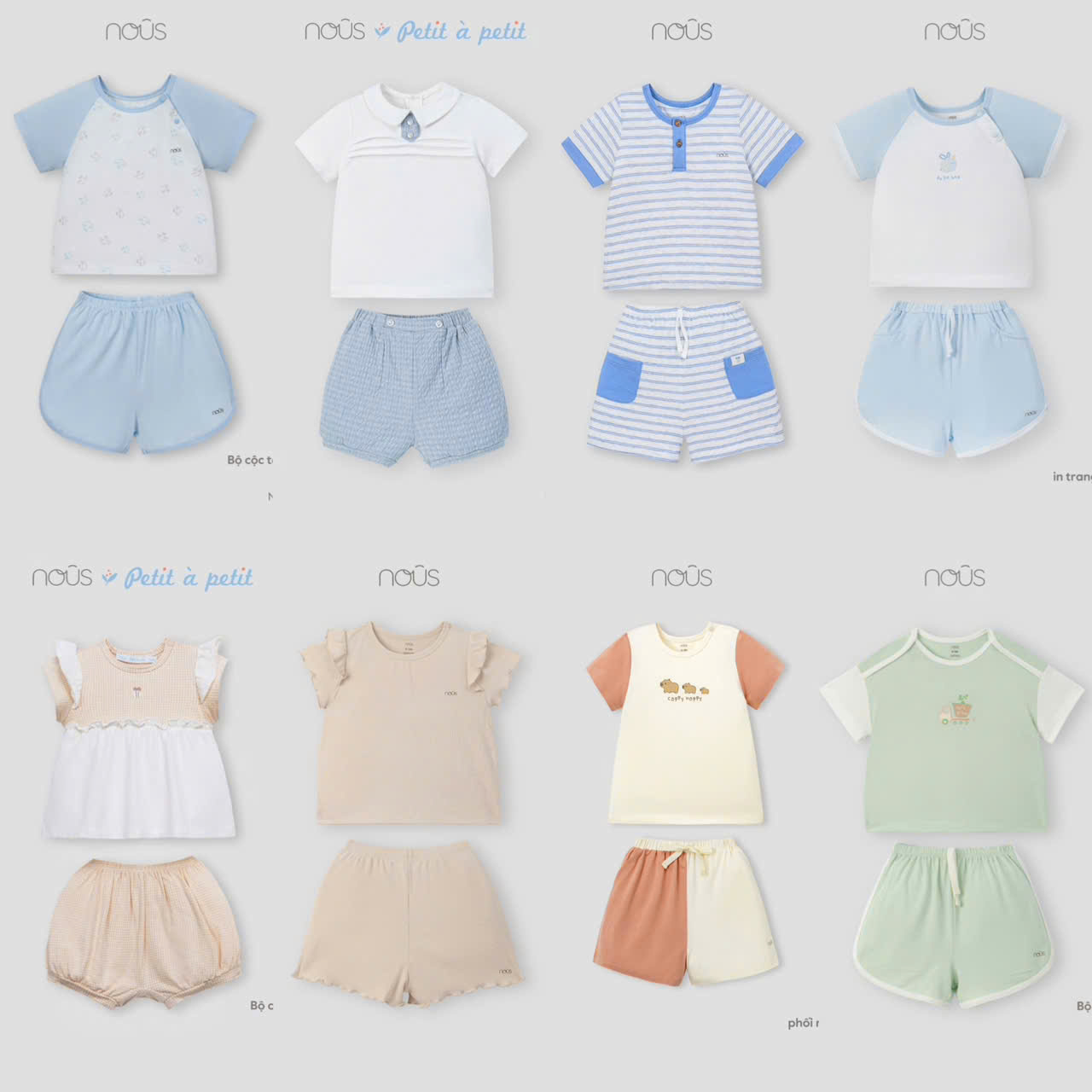 Bộ đồ cộc tay Nous chất liệu mềm mại cho bé yêu