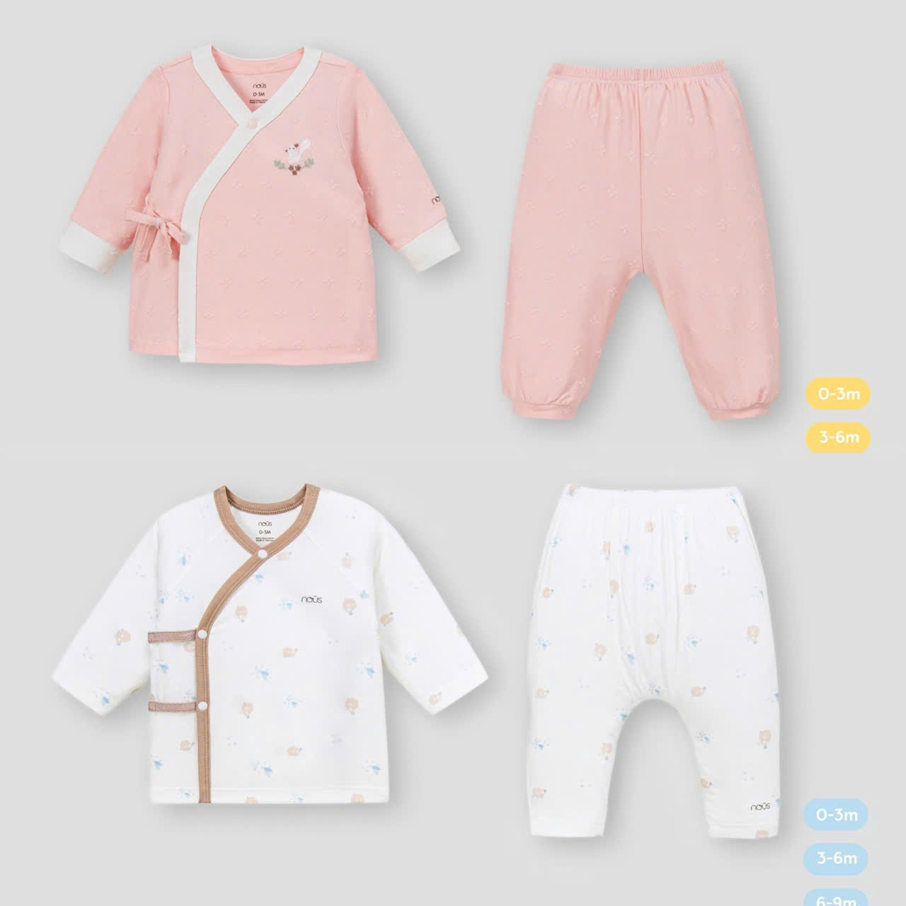 Set Đồ Dài Tay Cài Lệch Mềm Mịn Cho Bé Yêu