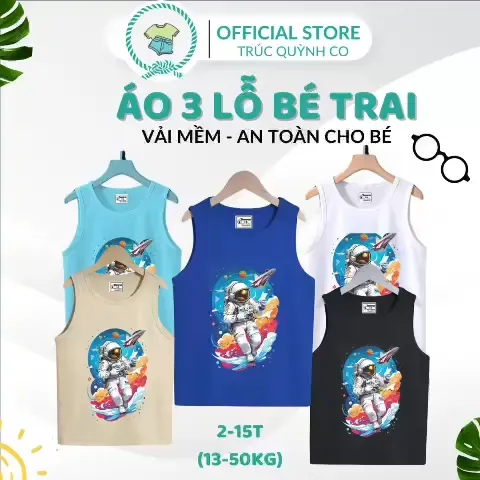 Áo 3 Lỗ Bé Trai ASTRONAUTo- Hot Trend 2024 - Mẫu Mới Nhất - Chất Xịn,bé 12kg đến 33kg