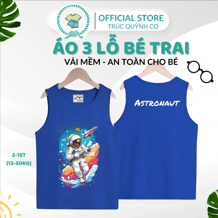 Áo 3 Lỗ Bé Trai ASTRONAUTo- Hot Trend 2024 - Mẫu Mới Nhất - Chất Xịn,bé 12kg đến 33kg