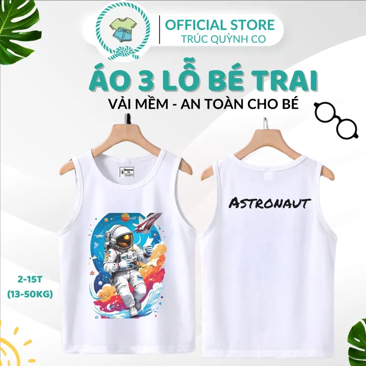 Áo 3 Lỗ Bé Trai ASTRONAUTo- Hot Trend 2024 - Mẫu Mới Nhất - Chất Xịn,bé 12kg đến 33kg