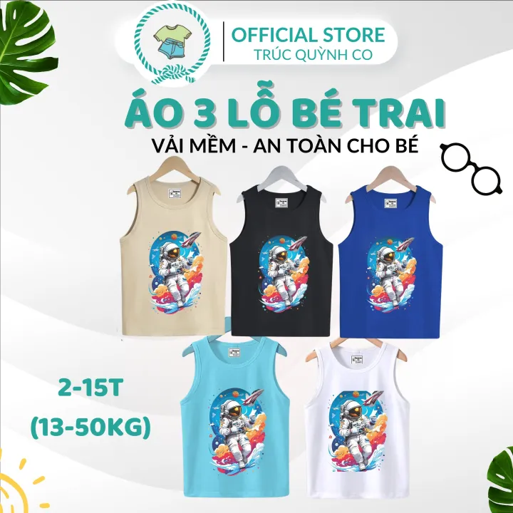 Áo 3 Lỗ Bé Trai ASTRONAUTo- Hot Trend 2024 - Mẫu Mới Nhất - Chất Xịn,bé 12kg đến 33kg