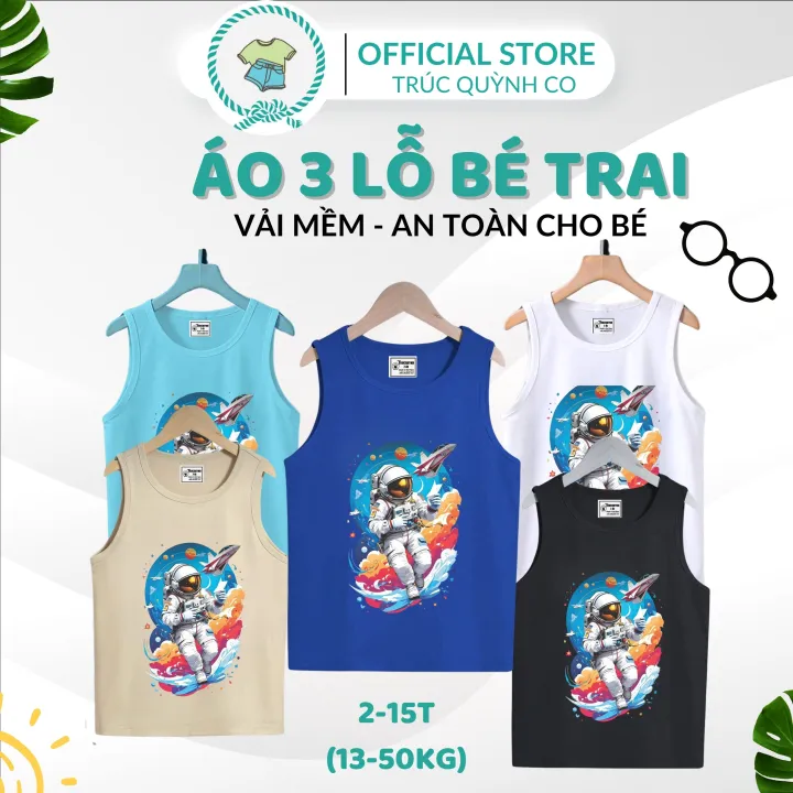 Áo 3 Lỗ Bé Trai ASTRONAUTo- Hot Trend 2024 - Mẫu Mới Nhất - Chất Xịn,bé 12kg đến 33kg