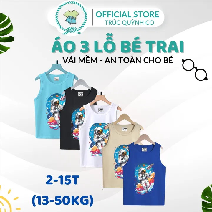 Áo 3 Lỗ Bé Trai ASTRONAUTo- Hot Trend 2024 - Mẫu Mới Nhất - Chất Xịn,bé 12kg đến 33kg