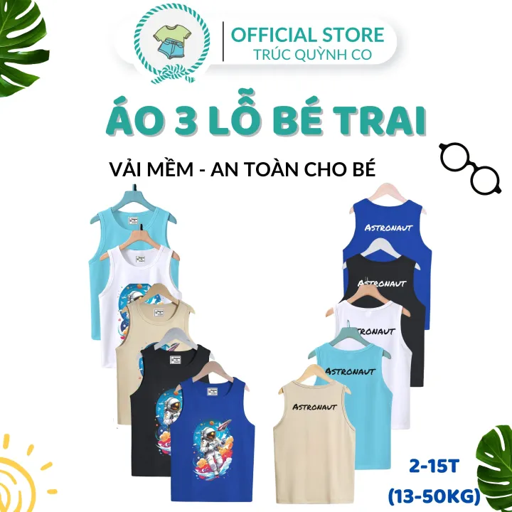 Áo 3 Lỗ Bé Trai ASTRONAUTo- Hot Trend 2024 - Mẫu Mới Nhất - Chất Xịn,bé 12kg đến 33kg
