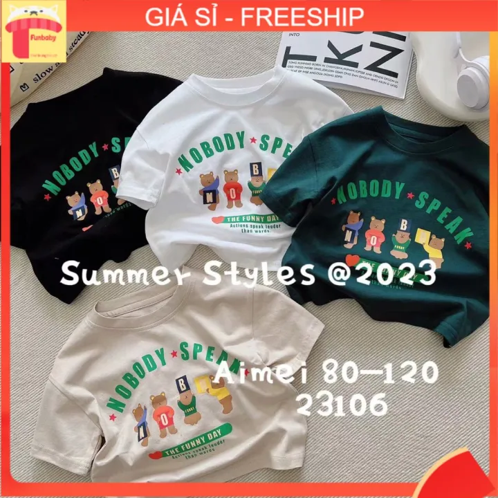 Áo bé trai cộc tay dáng rông 1-6 tuổi in chữ và hình ngộ nghĩnh, Áo hè cho bé cao cấp vải cotton kiểu dáng thời trang