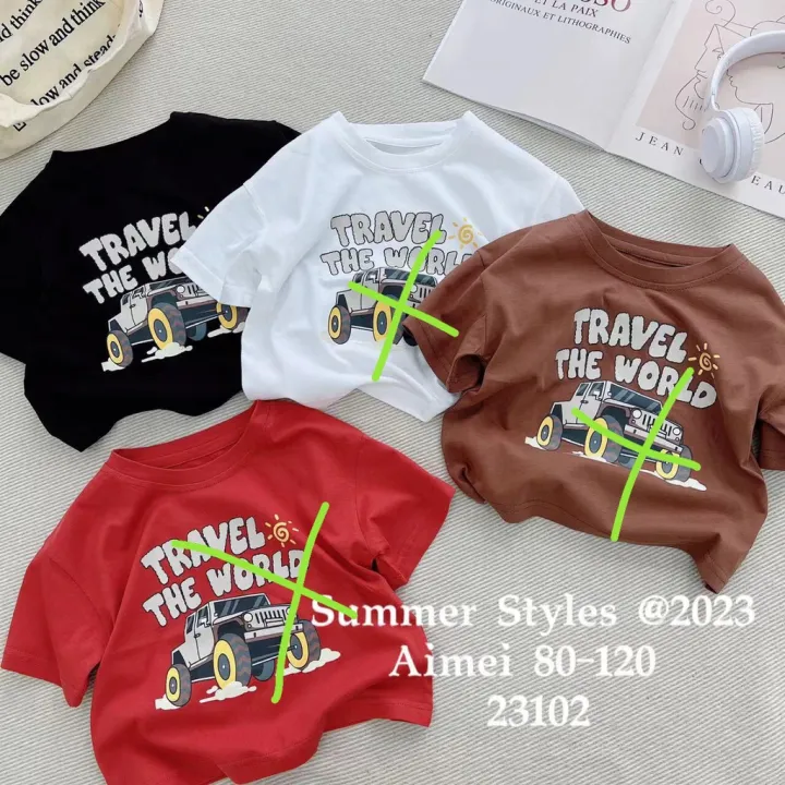 Áo bé trai cộc tay dáng rông 1-6 tuổi in chữ và hình ngộ nghĩnh, Áo hè cho bé cao cấp vải cotton kiểu dáng thời trang