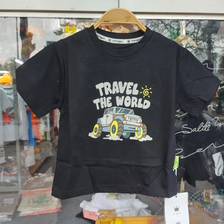 Áo bé trai cộc tay dáng rông 1-6 tuổi in chữ và hình ngộ nghĩnh, Áo hè cho bé cao cấp vải cotton kiểu dáng thời trang