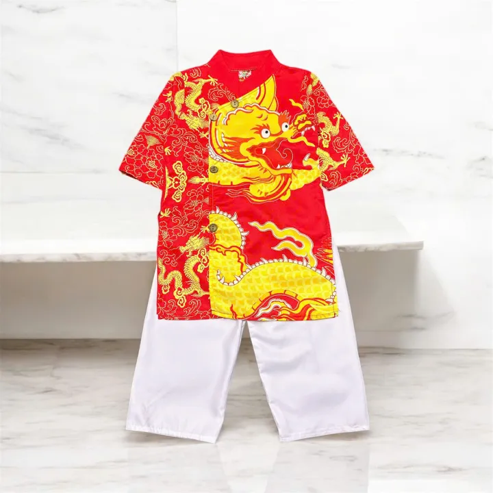 Áo Dài TẾT bé trai  (QUẦN TRẮNG) áo dài Tết IN Họa Tiết từ 8 tới 18kg-giao màu và mẫu in ngẫu nhiên·