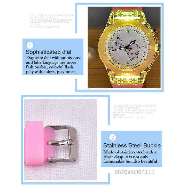 Áo đeo tay phát sáng dây đeo silicone trẻ em xem đồng hồ hoạt hình dễ thương DHTY-VN