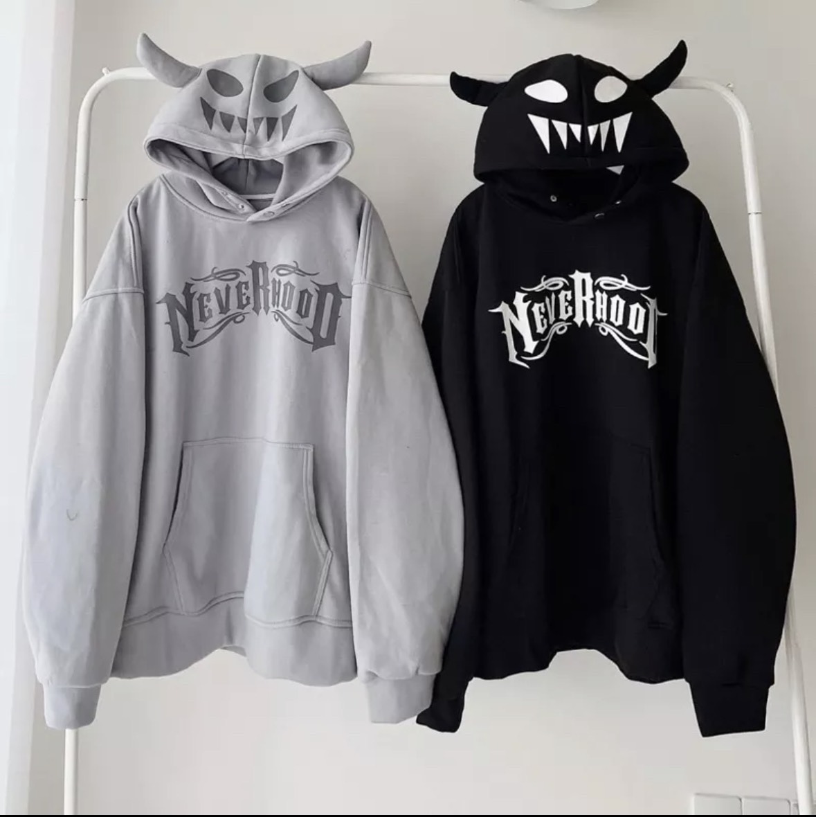 Áo Khoác Hoodie Form Rộng nam nữ Phối Sừng Cute NEVERHOOD nón rộng cực ngầu giá tốt - TP982