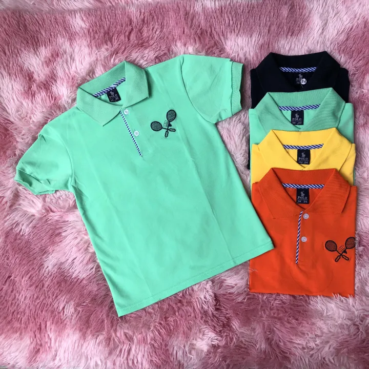 Áo polo THUN COTTON phối bo  tay ngắn co giãn thoáng khí cho bé mặc vào mùa hè nóng bức