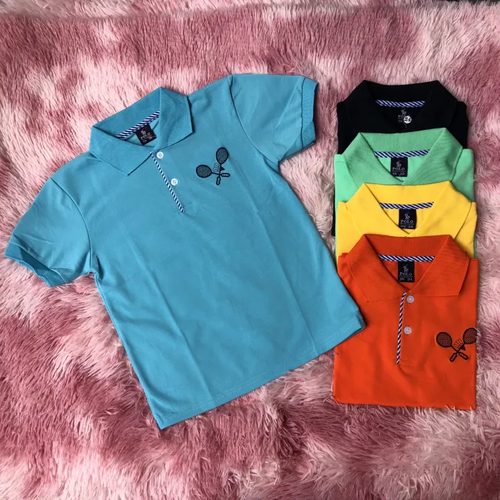 Áo polo THUN COTTON phối bo  tay ngắn co giãn thoáng khí cho bé mặc vào mùa hè nóng bức