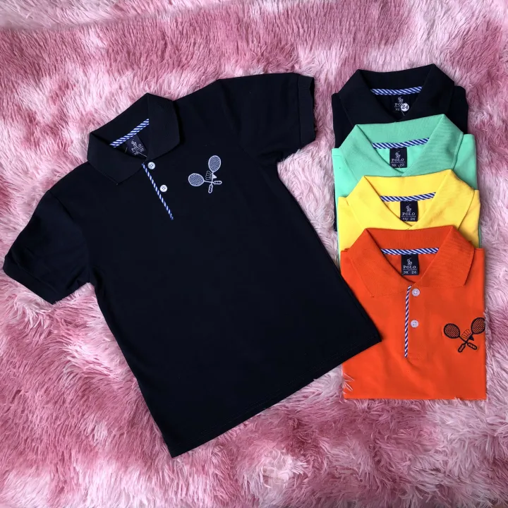 Áo polo THUN COTTON phối bo  tay ngắn co giãn thoáng khí cho bé mặc vào mùa hè nóng bức