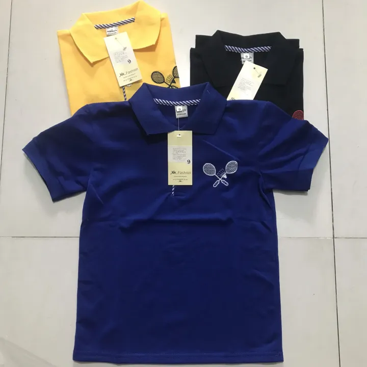 Áo polo THUN COTTON phối bo  tay ngắn co giãn thoáng khí cho bé mặc vào mùa hè nóng bức