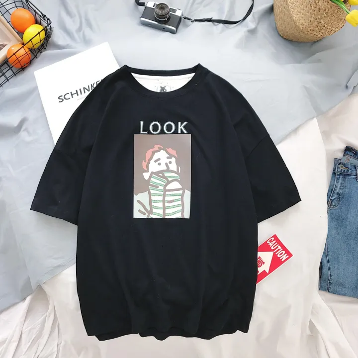 Áo T-shirt nam, cổ tròn, cộc tay, họa tiết in hoa, phong cách cá tính, phong cách Hàn Quốc, phù hợp cho mùa hè, kiểu dáng rộng rãi, phong cách học sinh9