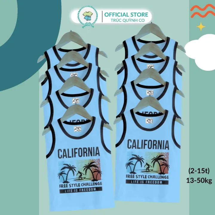 Áo Thun Ba Lỗ Nam California Trúc Quỳnh Co Lựa Chọn Hoàn Hảo Cho Phái Mạnh Bé 12kg đến 33kg