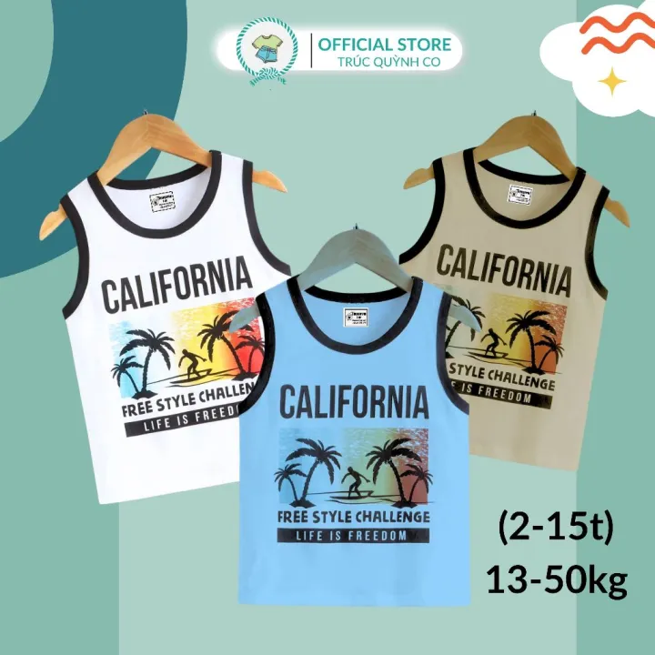 Áo Thun Ba Lỗ Nam California Trúc Quỳnh Co Lựa Chọn Hoàn Hảo Cho Phái Mạnh Bé 12kg đến 33kg