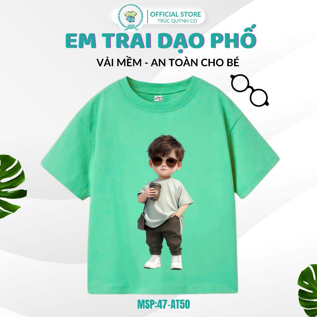 Áo Thun Bé Trai In hình Bé Đi Dạo Phố - Chất Ngầu, Mạnh Mẽ cho bé yêu 12kg-33kg