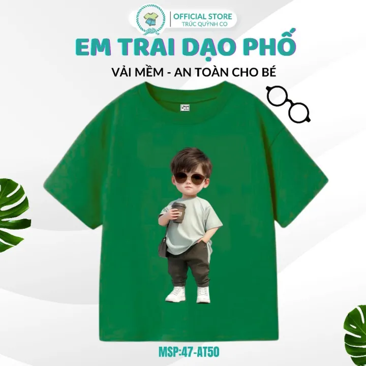 Áo Thun Bé Trai In hình Bé Đi Dạo Phố - Chất Ngầu, Mạnh Mẽ cho bé yêu 12kg-33kg