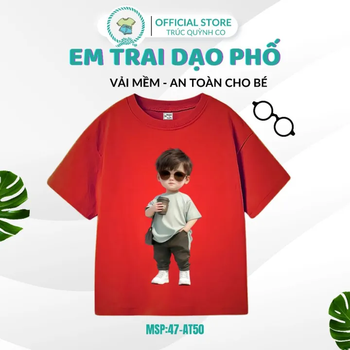 Áo Thun Bé Trai In hình Bé Đi Dạo Phố - Chất Ngầu, Mạnh Mẽ cho bé yêu 12kg-33kg