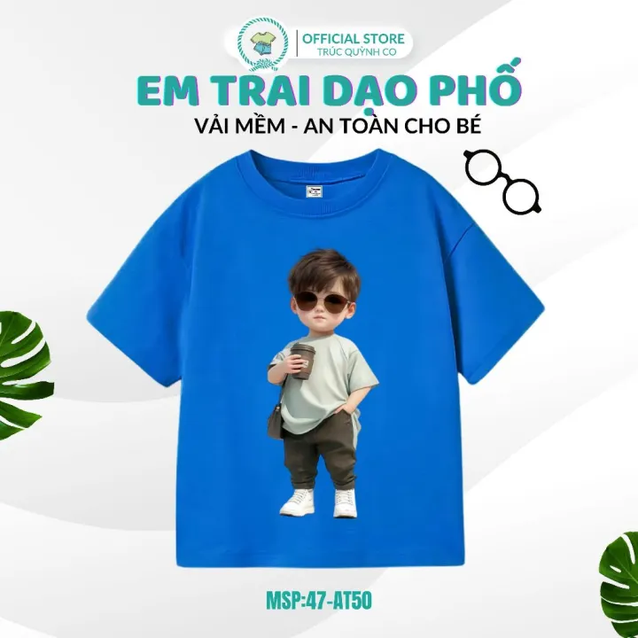 Áo Thun Bé Trai In hình Bé Đi Dạo Phố - Chất Ngầu, Mạnh Mẽ cho bé yêu 12kg-33kg