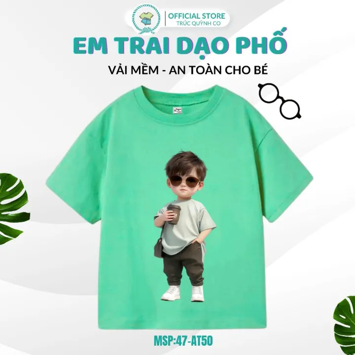 Áo Thun Bé Trai In hình Bé Đi Dạo Phố - Chất Ngầu, Mạnh Mẽ cho bé yêu 12kg-33kg