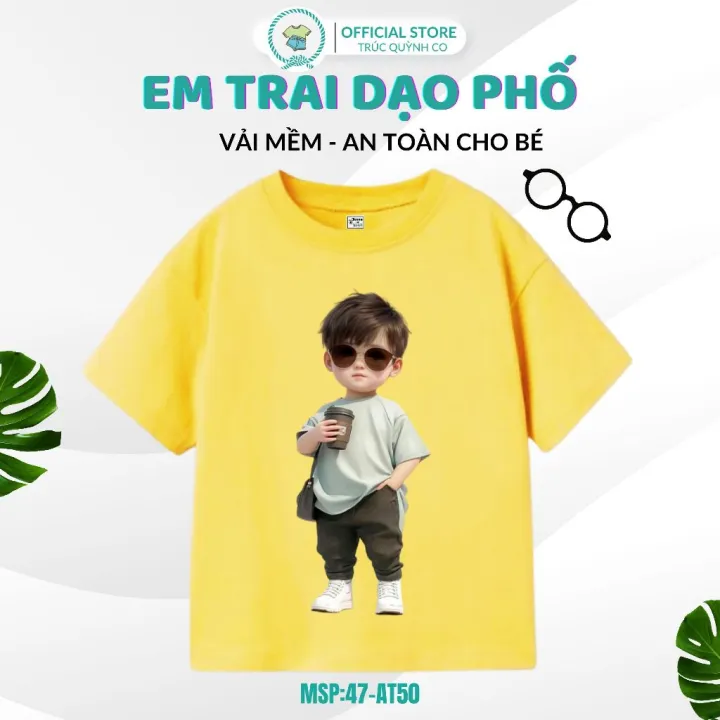 Áo Thun Bé Trai In hình Bé Đi Dạo Phố - Chất Ngầu, Mạnh Mẽ cho bé yêu 12kg-33kg