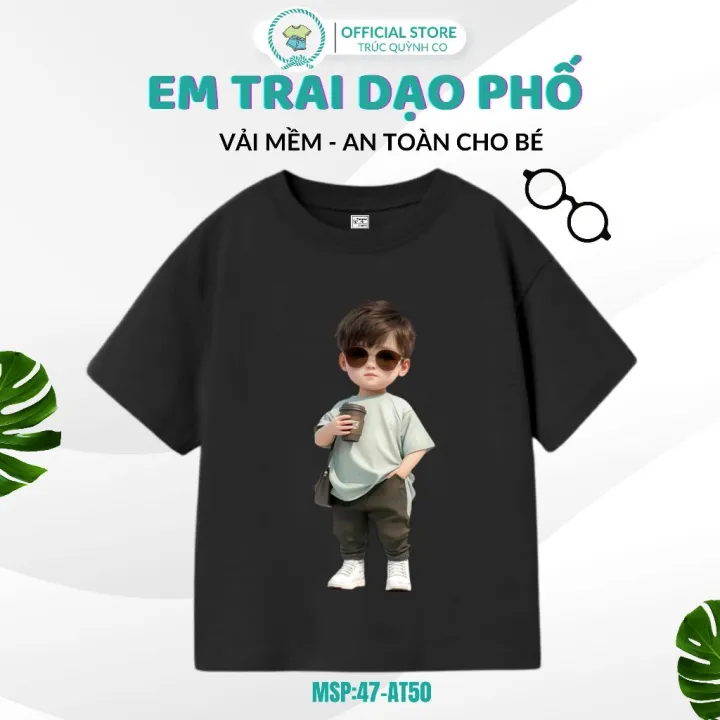 Áo Thun Bé Trai In hình Bé Đi Dạo Phố - Chất Ngầu, Mạnh Mẽ cho bé yêu 12kg-33kg