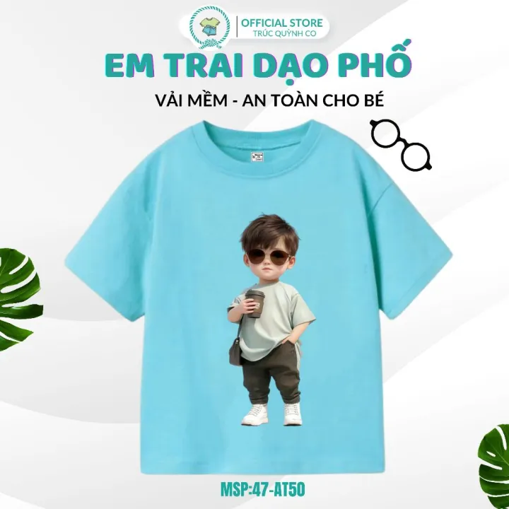 Áo Thun Bé Trai In hình Bé Đi Dạo Phố - Chất Ngầu, Mạnh Mẽ cho bé yêu 12kg-33kg