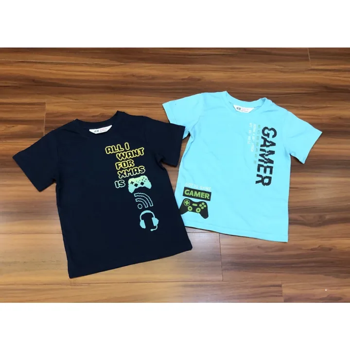 Áo thun bé trai xuất dư size đại 22kg đến 43kg H.M, áo phông cotton cho bé trai 5 tuổi đến 13 tuổi