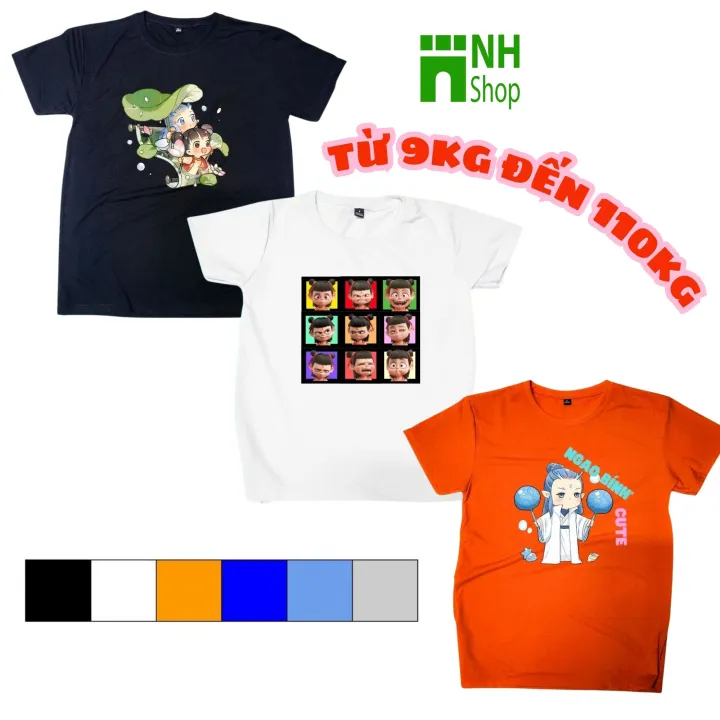 Áo thun cho bé từ 9kg đến BIG SIZE 110kg, áo phông cotton cho bé in hình NA TRA cute - NH SHOP