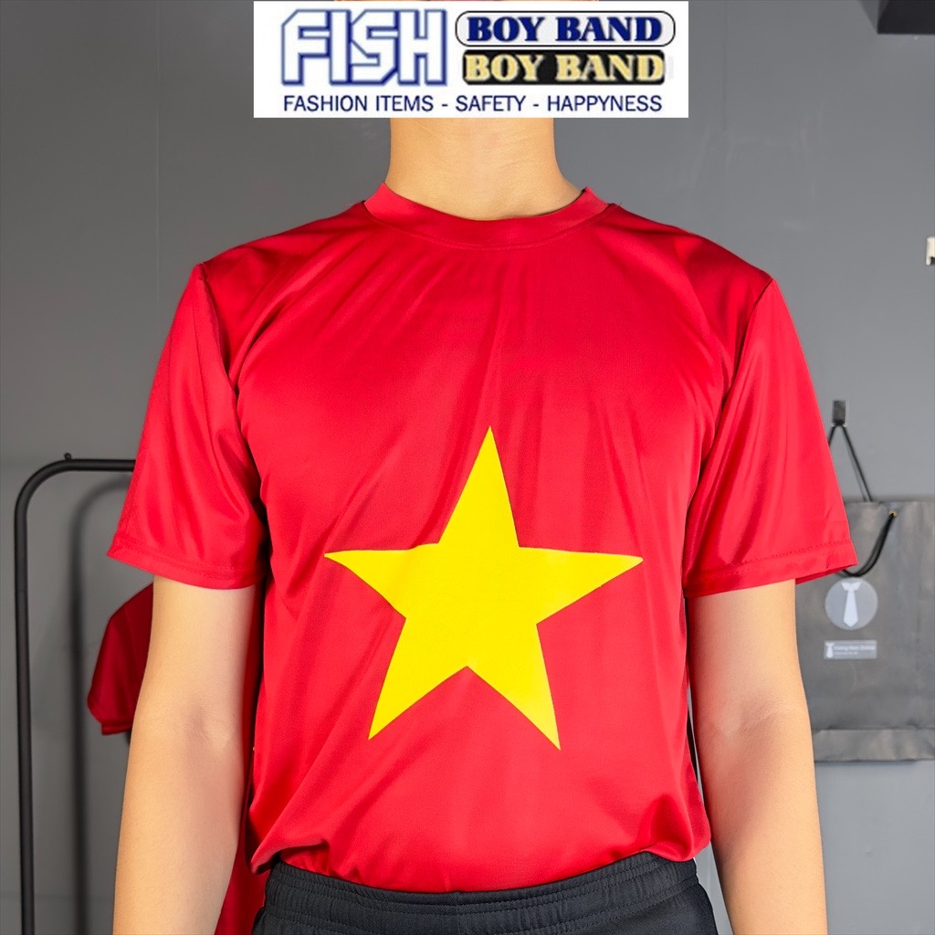 Áo thun cờ đỏ sao vàng VIỆT NAM trẻ em và người lớn hàng xưởng sỉ tay ngắn cổ tròn tiêu chuẩn
