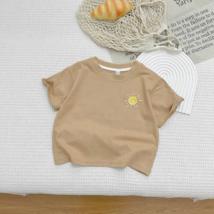 Áo thun cộc tay cho bé in hình Hệ Mặt Trời, Áo thun cộc chất cotton khô mặc hè cho bé trai bé gái từ 7-27kg MOONHOUSE