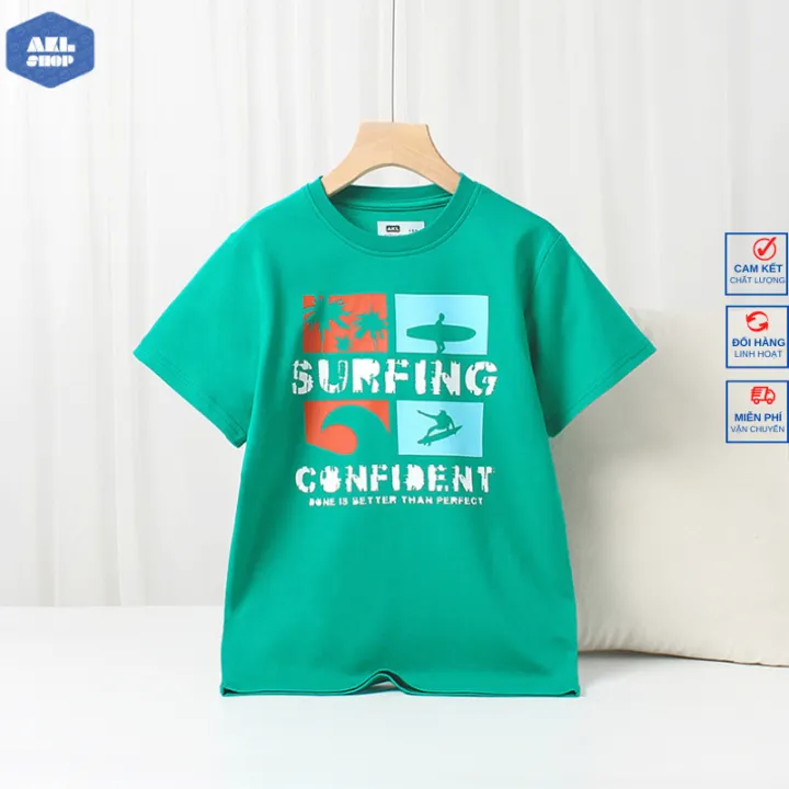 Áo thun cotton bé trai AKL 25-45kg, áo phông ngắn tay cho bé trai hàng Quảng Châu cao cấp