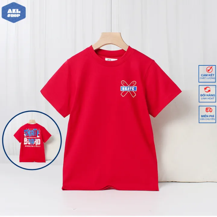 Áo thun cotton bé trai AKL 25-45kg, áo phông ngắn tay cho bé trai hàng Quảng Châu cao cấp